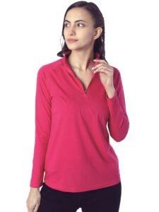 London Hills Women’s Cotton Regular Fit Tshirt Full Sleeve Zipper Tshirt T-Shirt Full Sleeves