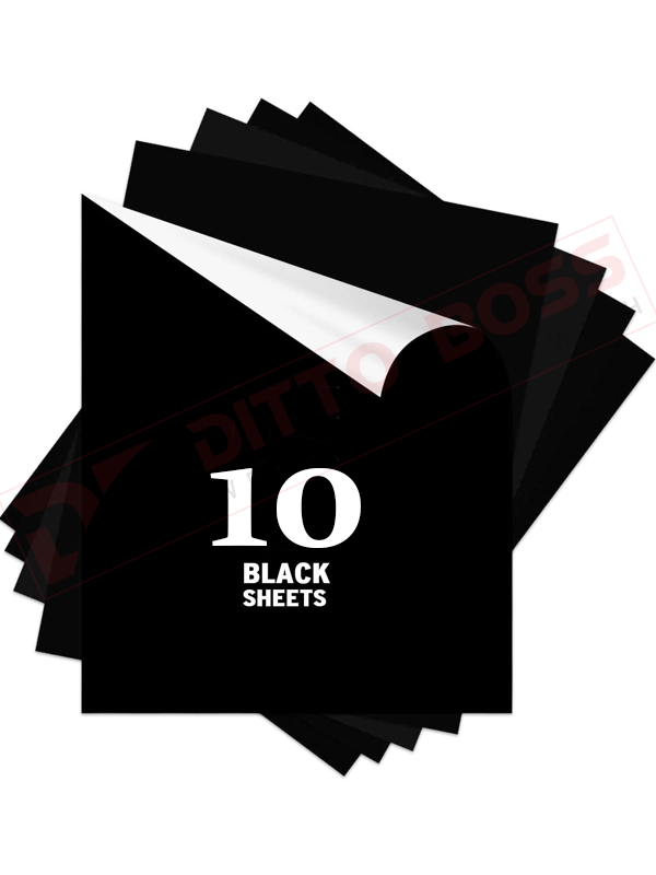 Black Heat Transfer Vinyl HTV 12x10inch Pack of 10 Sheet